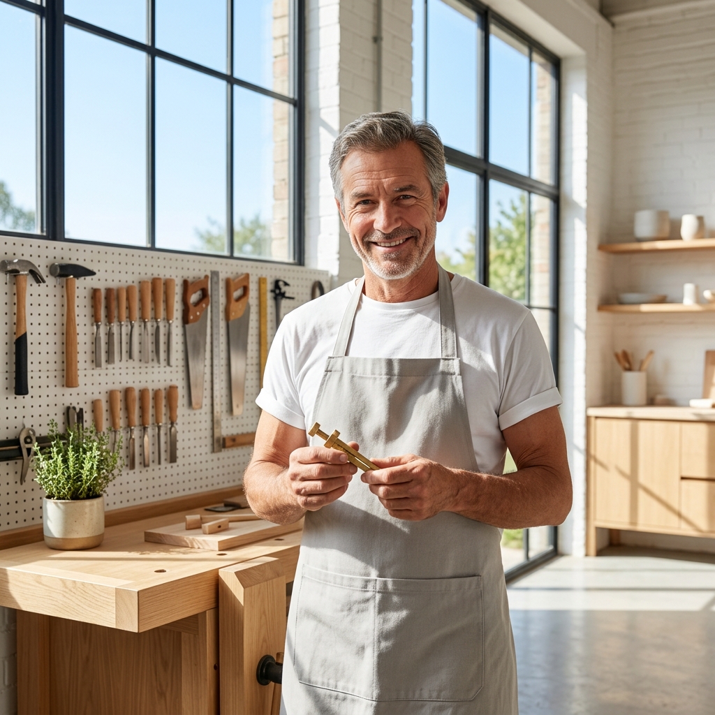 Handwerksmeister in seiner Werkstatt